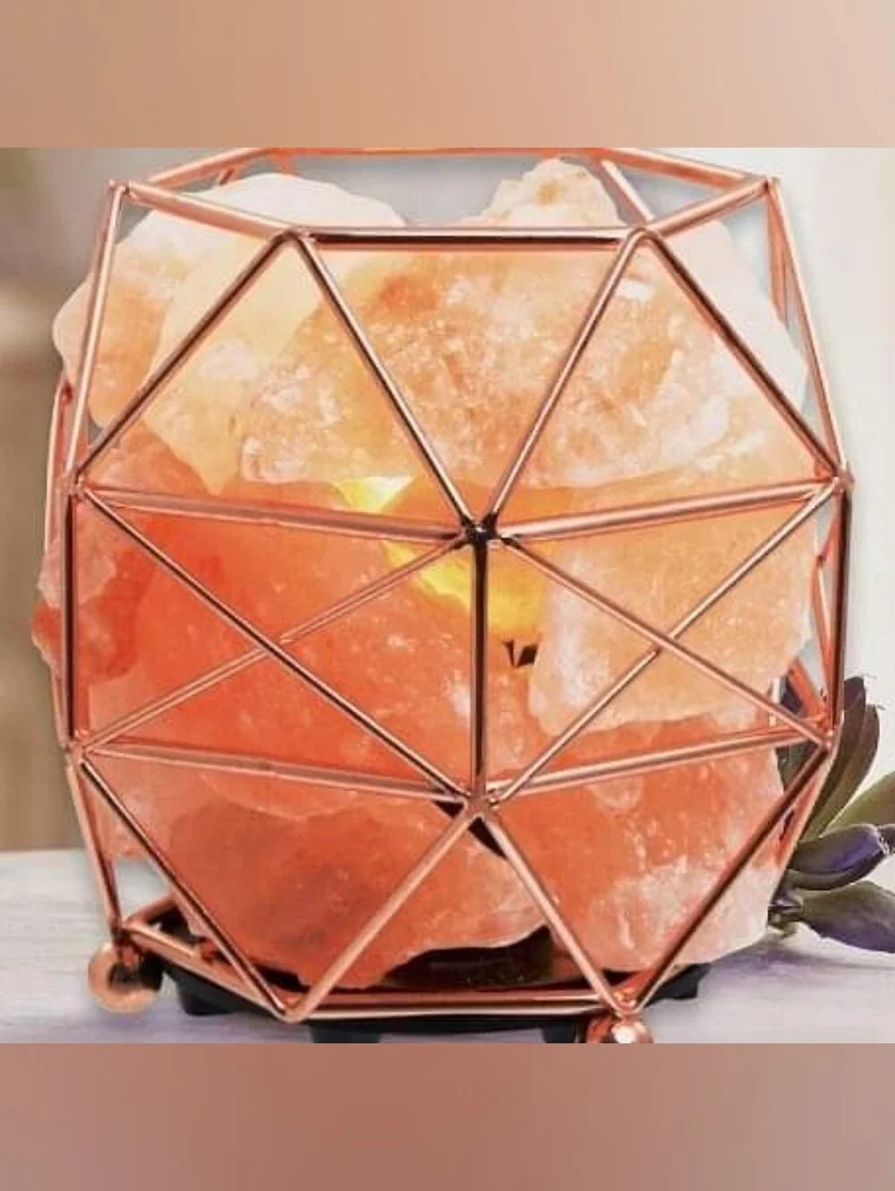 Rose Gold Geometric Himalayan Salt Lamp - Home Accents